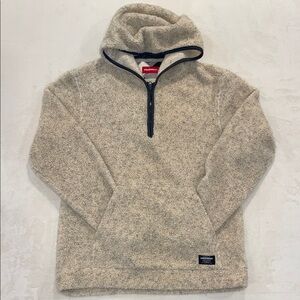 UNIONBAY Sherpa Fleece Quarter-Zip Oatmeal Colored Hoodie, Size Small